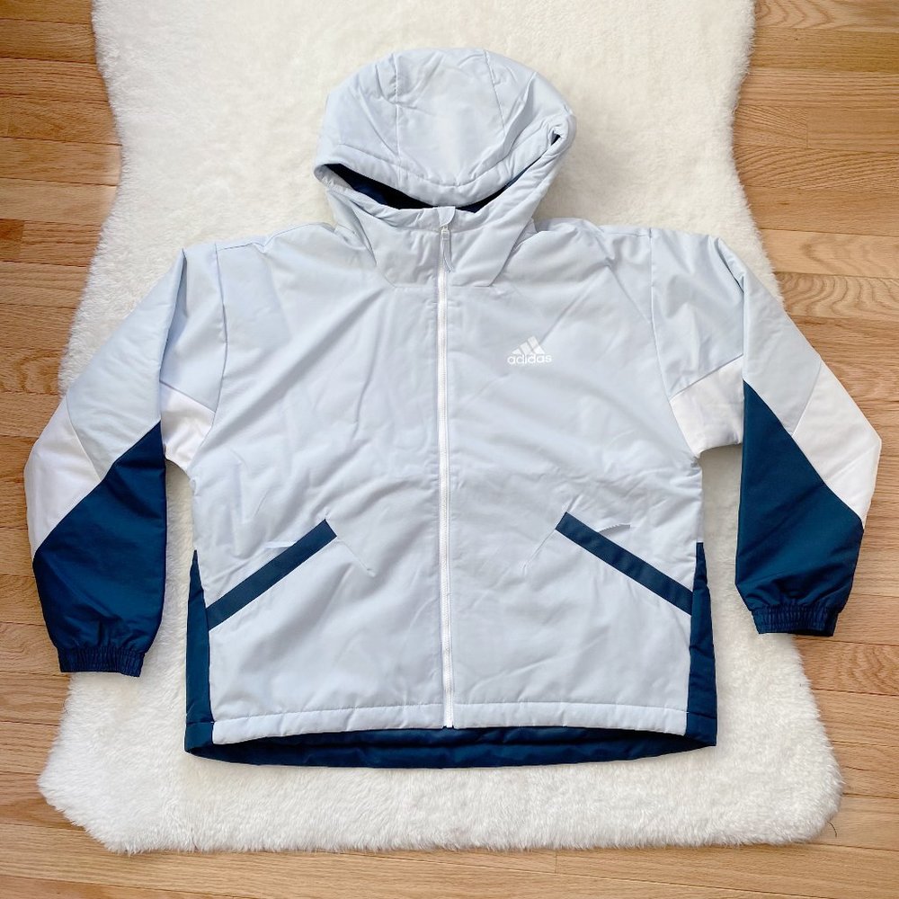 adidas Women's Lifestyle Back to sport Insulated Jacket, Blue, Large